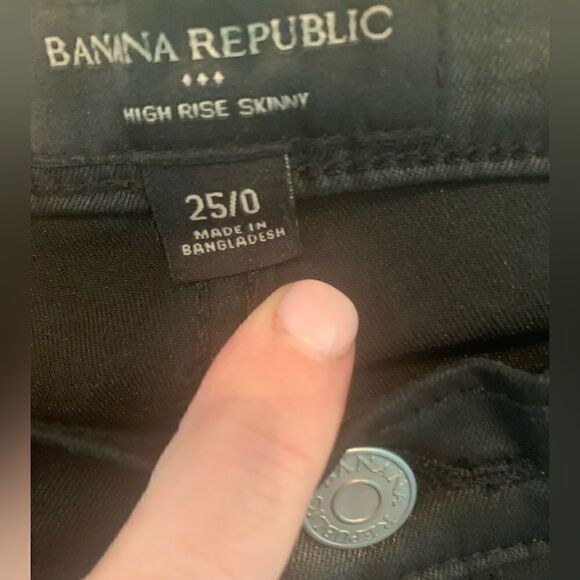 Banana Republic Black High Rise Skinny Coater Denim Jeans size 0 - Picture 3 of 6